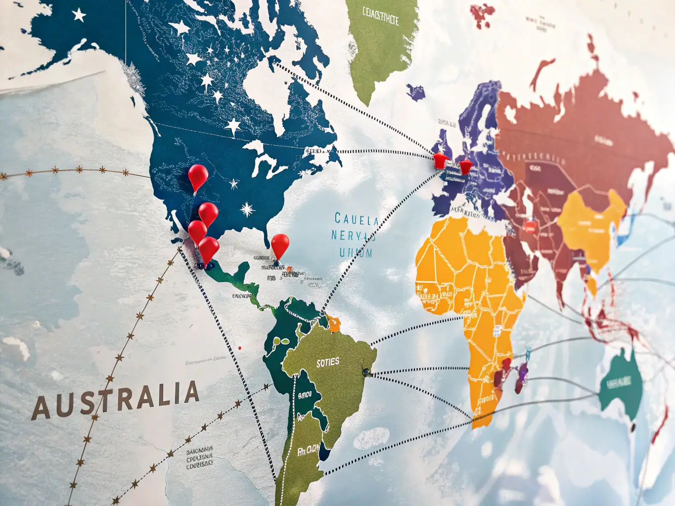 An image of a world map highlighting the regions where RS IMPORT operates, such as Dubai, the USA, Europe, and the Americas.