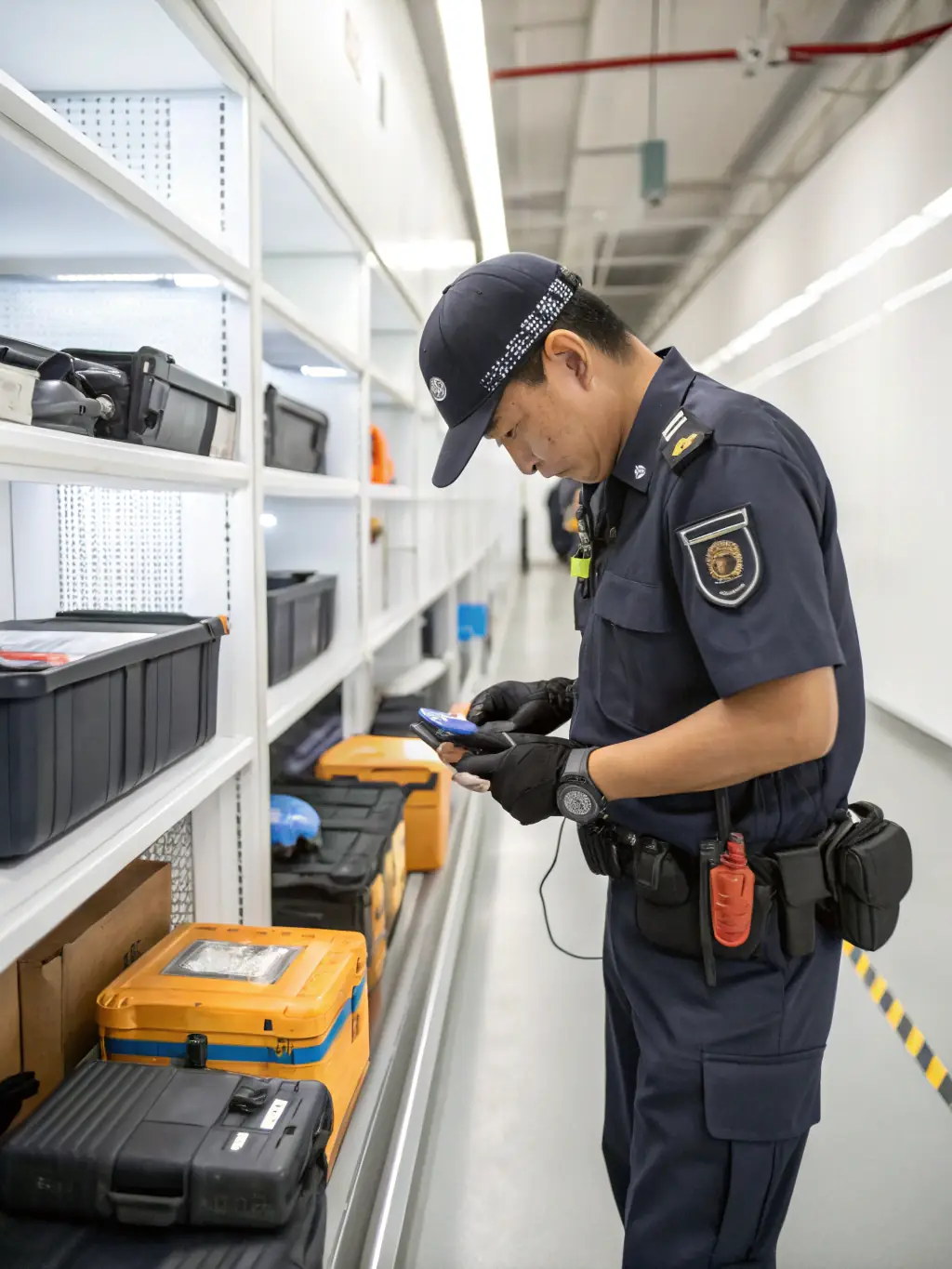 An image of a customs officer inspecting a vehicle with paperwork, symbolizing compliance and legal processing for RS IMPORT's customs clearance service.